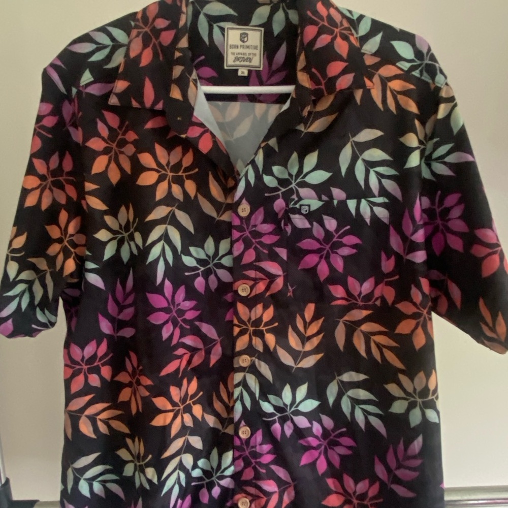 Born Primitive Black and Red Casual Button Down Shirt